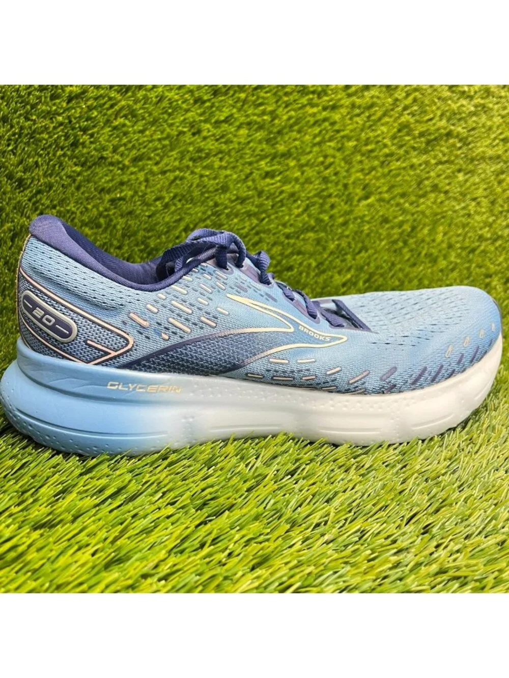 Brooks Glycerin 20 Womens Size 11 Blue White Athletic Running Shoes Sneakers